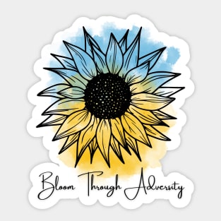 Bloom Through Adversity - Sunflower/Ukrainian Flag (Watercolor) Sticker